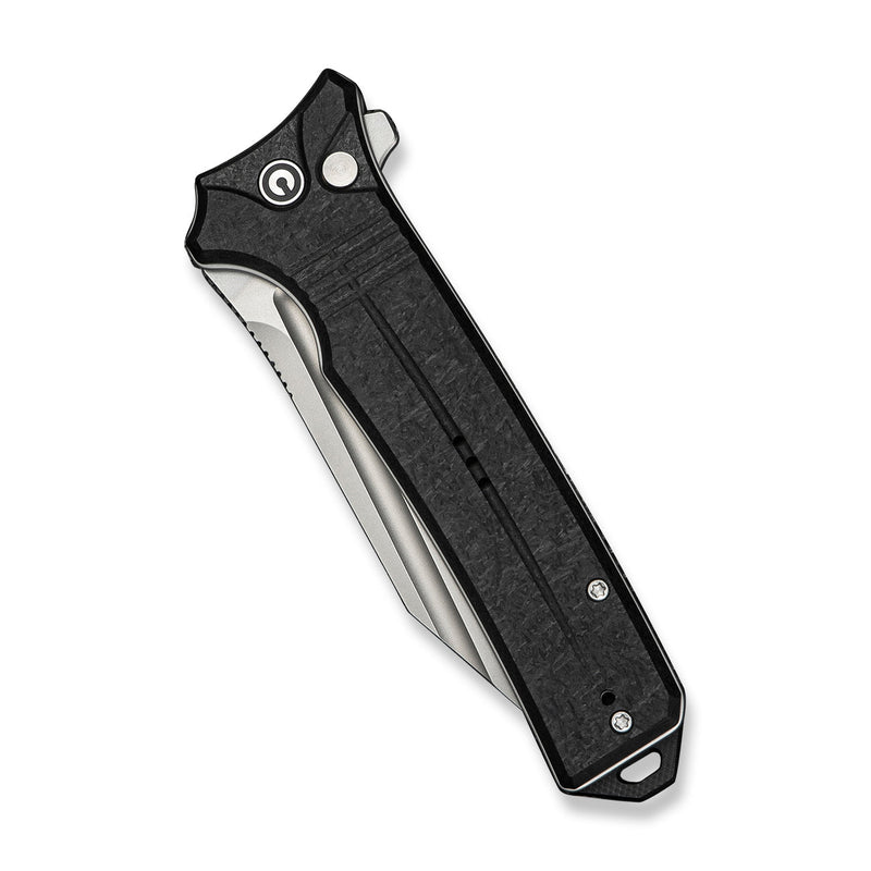 CIVIVI Neurohaptic Flipper & Button Lock Knife Black Shredded G10 Handle (3.74" Stonewashed Nitro - V Blade) C23080 - 2