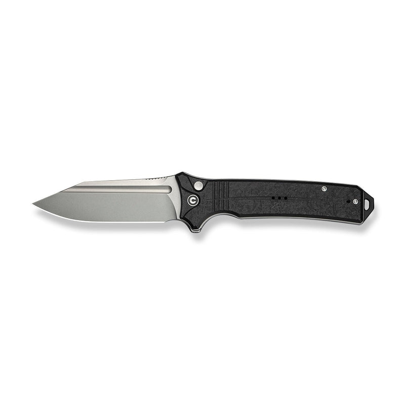 CIVIVI Neurohaptic Flipper & Button Lock Knife Black Shredded G10 Handle (3.74" Stonewashed Nitro - V Blade) C23080 - 2