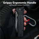 CIVIVI Neurohaptic Flipper & Button Lock Knife Carbon Fiber & G10 Handle (3.74" Damascus Blade) C23080 - DS1