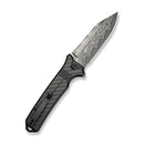 CIVIVI Neurohaptic Flipper & Button Lock Knife Carbon Fiber Overlay On Black G10 Handle (3.74" Damascus Blade) C23080 - DS1