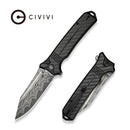 CIVIVI Neurohaptic Flipper & Button Lock Knife Carbon Fiber Overlay On Black G10 Handle (3.74" Damascus Blade) C23080 - DS1