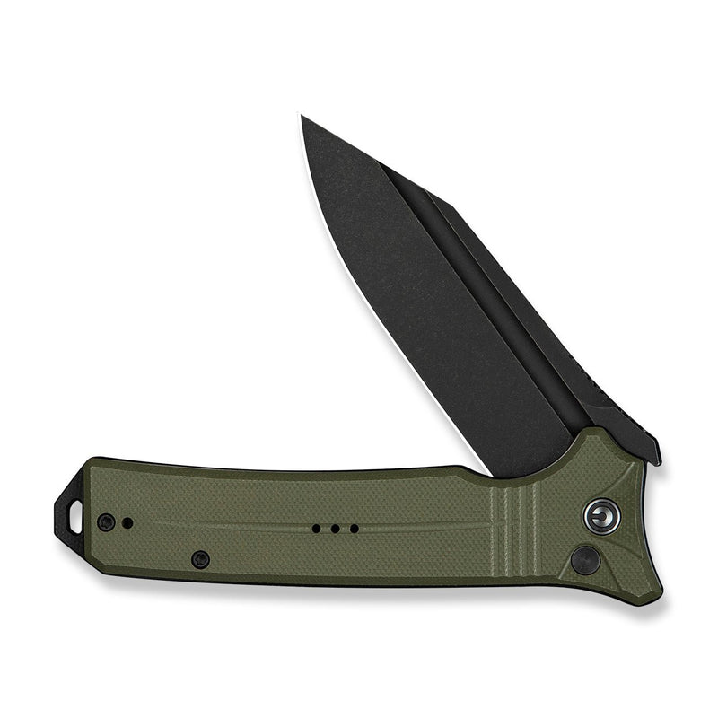 CIVIVI Neurohaptic Flipper & Button Lock Knife OD Green G10 Handle (3.74" Black Stonewashed Nitro - V Blade) C23080 - 3