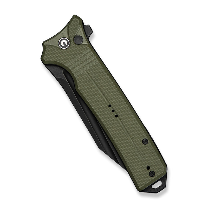 CIVIVI Neurohaptic Flipper & Button Lock Knife OD Green G10 Handle (3.74" Black Stonewashed Nitro - V Blade) C23080 - 3