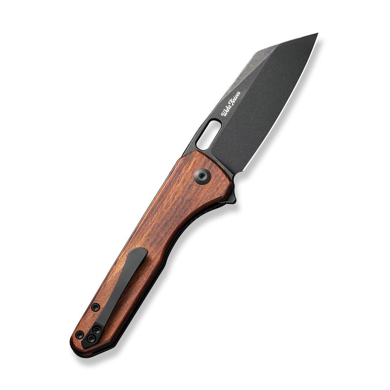 CIVIVI Nugz Flipper & Thumb Hole Knife Guibourtia Wood Handle (3.17" Black Stonewashed 14C28N Blade) C23060 - 3