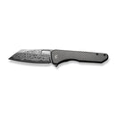 CIVIVI Nugz Flipper & Thumb Hole Knife Twill Carbon Fiber Overlay On Black G10 Handle (3.17" Damascus Blade) C23060 - DS1