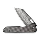 CIVIVI Nugz Flipper & Thumb Hole Knife Twill Carbon Fiber Overlay On Black G10 Handle (3.17" Damascus Blade) C23060 - DS1