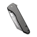 CIVIVI Nugz Flipper & Thumb Hole Knife Twill Carbon Fiber Overlay On Black G10 Handle (3.17" Damascus Blade) C23060 - DS1