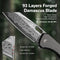 CIVIVI Nugz Flipper & Thumb Hole Knife Twill Carbon Fiber Overlay On Black G10 Handle (3.17" Damascus Blade) C23060 - DS1