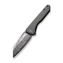 CIVIVI Nugz Flipper & Thumb Hole Knife Twill Carbon Fiber Overlay On Black G10 Handle (3.17" Damascus Blade) C23060 - DS1