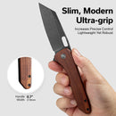 CIVIVI Nugz Flipper & Thumb Hole Knife Wood Handle (3.17" 14C28N Blade) C23060 - 3