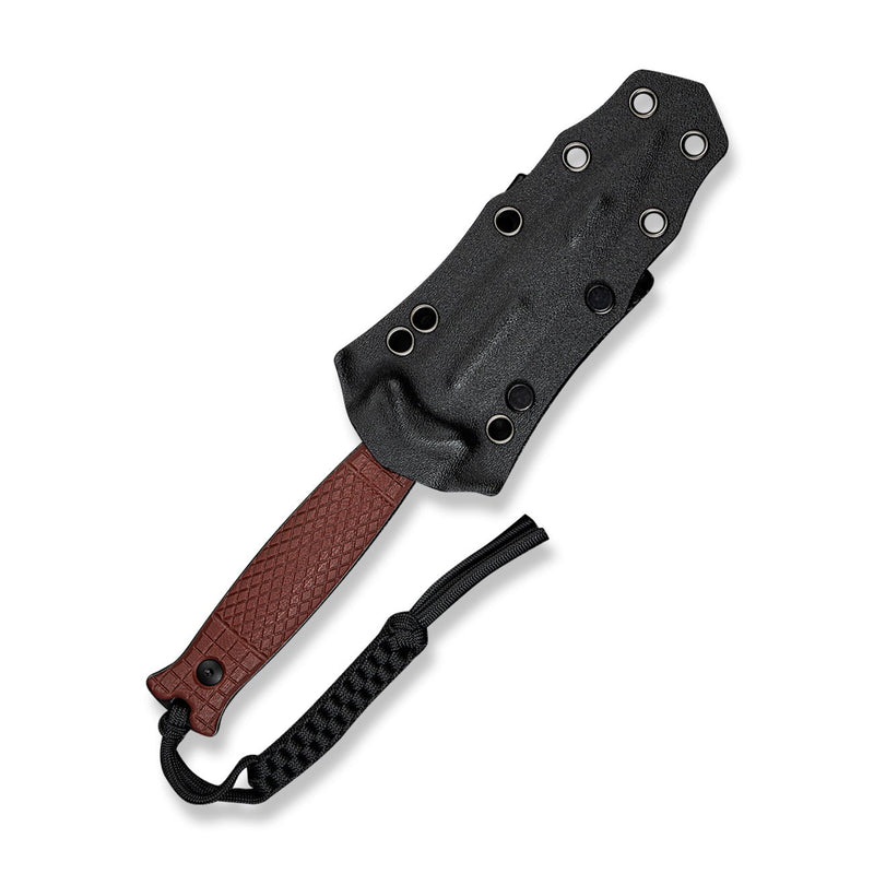 CIVIVI Perfrico Fixed Blade Knife Milled Burgundy G10 Handle (4.49" Black / Gray Striped 14C28N Blade) C23026 - 3, With 1PC Black Lanyard, Black Kydex Sheath & T - Clip