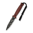 CIVIVI Perfrico Fixed Blade Knife Milled Burgundy G10 Handle (4.49" Black / Gray Striped 14C28N Blade) C23026 - 3, With 1PC Black Lanyard, Black Kydex Sheath & T - Clip