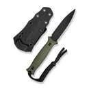 CIVIVI Perfrico Fixed Blade Knife Milled OD Green G10 Handle (4.49" Black Stonewashed 14C28N Blade) C23026 - 2, With 1PC Black Lanyard, Black Kydex Sheath & T - Clip