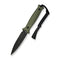 CIVIVI Perfrico Fixed Blade Knife Milled OD Green G10 Handle (4.49" Black Stonewashed 14C28N Blade) C23026 - 2, With 1PC Black Lanyard, Black Kydex Sheath & T - Clip