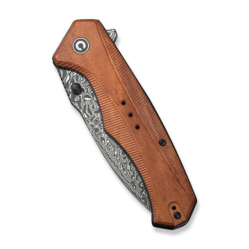 CIVIVI Photonix Flipper & Thumb Stud Knife Guibourtia Wood Handle (3.7" Damascus Blade) C23081B - DS1