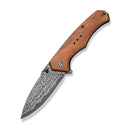 CIVIVI Photonix Flipper & Thumb Stud Knife Guibourtia Wood Handle (3.7" Damascus Blade) C23081B - DS1