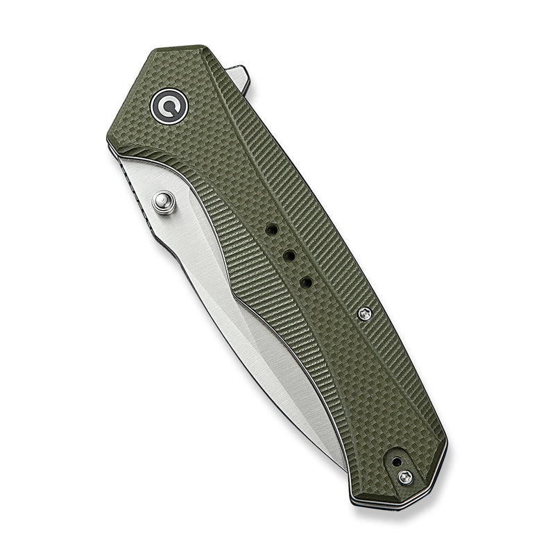 CIVIVI Photonix Flipper & Thumb Stud Knife OD Green Coarse G10 Handle (3.7" Satin Finished 14C28N Blade) C23081B - 2