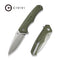 CIVIVI Photonix Flipper & Thumb Stud Knife OD Green Coarse G10 Handle (3.7" Satin Finished 14C28N Blade) C23081B - 2