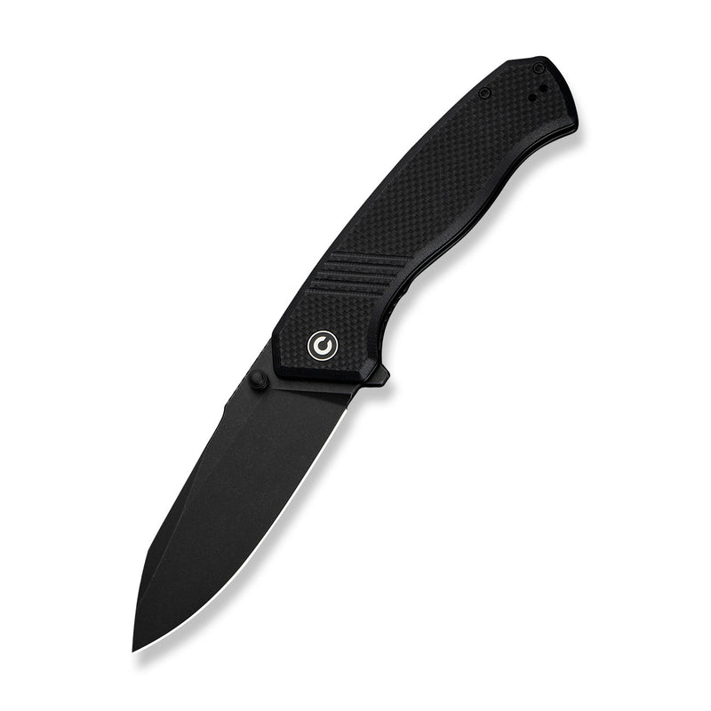 CIVIVI Placoid Flipper & Thumb Stud Knife Black Coarse G10 Handle (3.67" Black Stonewashed 14C28N Blade) C23079 - 1