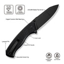 CIVIVI Placoid Flipper & Thumb Stud Knife Black Coarse G10 Handle (3.67" Black Stonewashed 14C28N Blade) C23079 - 1