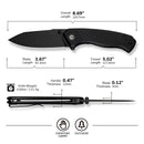 CIVIVI Placoid Flipper & Thumb Stud Knife Black Coarse G10 Handle (3.67" Black Stonewashed 14C28N Blade) C23079 - 1