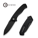 CIVIVI Placoid Flipper & Thumb Stud Knife Black Coarse G10 Handle (3.67" Black Stonewashed 14C28N Blade) C23079 - 1