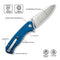 CIVIVI Placoid Flipper & Thumb Stud Knife Blue Shredded G10 Handle (3.67" Satin Finished 14C28N Blade) C23079 - 2