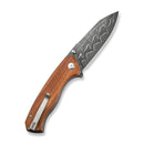 CIVIVI Placoid Flipper & Thumb Stud Knife Guibourtia Wood Handle (3.67" Damascus Blade) C23079 - DS1