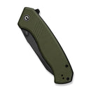 CIVIVI Placoid Flipper & Thumb Stud Knife OD Green Coarse G10 Handle (3.67" Black Stonewashed 14C28N Blade) C23079 - 3