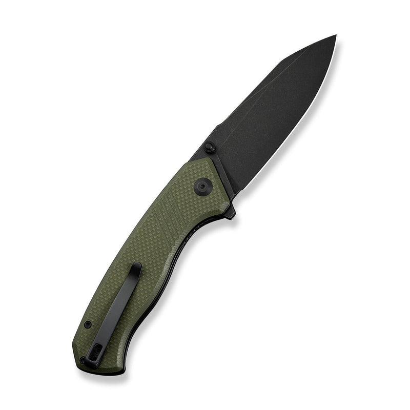 CIVIVI Placoid Flipper & Thumb Stud Knife OD Green Coarse G10 Handle (3.67" Black Stonewashed 14C28N Blade) C23079 - 3