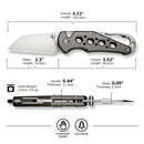 CIVIVI Pragma Thumb Stud & Button Lock Knife Aluminum Handle With S/S Carabiner & Bottle Opener (2.2" Nitro - V Blade) C23062B - 2