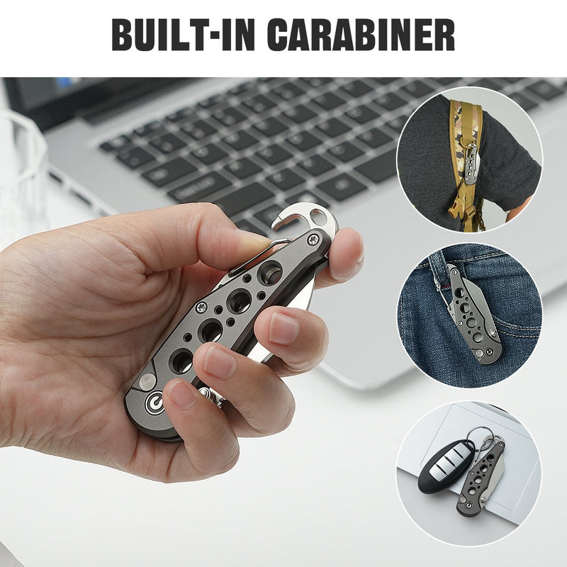 CIVIVI Pragma Thumb Stud & Button Lock Knife Aluminum Handle With S/S Carabiner & Bottle Opener (2.2" Nitro - V Blade) C23062B - 2