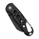 CIVIVI Pragma Thumb Stud & Button Lock Knife Black Aluminum Handle With S/S Carabiner And Bottle Opener (2.2" Black Stonewashed Nitro - V Blade) C23062B - 1