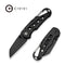 CIVIVI Pragma Thumb Stud & Button Lock Knife Black Aluminum Handle With S/S Carabiner And Bottle Opener (2.2" Black Stonewashed Nitro - V Blade) C23062B - 1