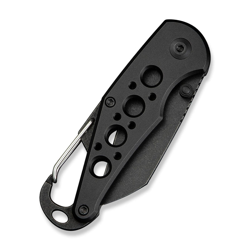 CIVIVI Pragma Thumb Stud & Button Lock Knife Black Aluminum Handle With S/S Carabiner And Bottle Opener (2.2" Black Stonewashed Nitro - V Blade) C23062B - 1