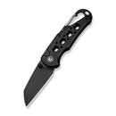 CIVIVI Pragma Thumb Stud & Button Lock Knife Black Aluminum Handle With S/S Carabiner And Bottle Opener (2.2" Black Stonewashed Nitro - V Blade) C23062B - 1