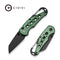 CIVIVI Pragma Thumb Stud & Button Lock Knife Green Aluminum Handle With S/S Carabiner And Bottle Opener (2.2" Black Stonewashed Nitro - V Blade) C23062B - 3