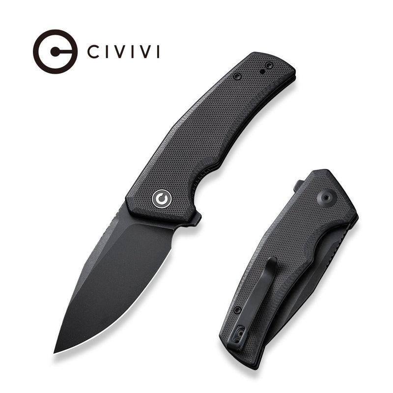 CIVIVI Regulatron Flipper Knife Black G10 Handle (2.98" Black Stonewashed Nitro-V Blade) C23006-1