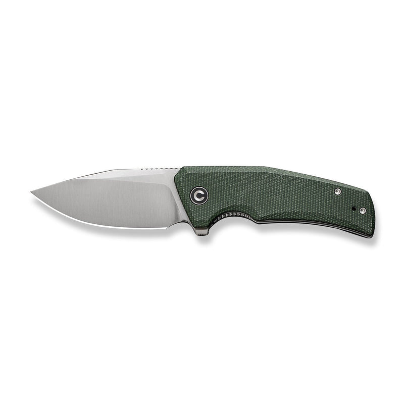 CIVIVI Regulatron Flipper Knife Green Canvas Micarta Handle (2.98" Satin Finished Nitro-V Blade) C23006-2