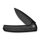 CIVIVI Sentinel Strike II Flipper & Thumb Stud & Button Lock Knife Black Aluminum Handle With Black FRN Integral Spacer (3.7" Black Stonewashed Nitro - V Blade) C22025D - 1