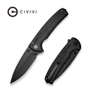 CIVIVI Sentinel Strike II Flipper & Thumb Stud & Button Lock Knife Black Aluminum Handle With Black FRN Integral Spacer (3.7" Black Stonewashed Nitro - V Blade) C22025D - 1