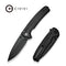 CIVIVI Sentinel Strike II Flipper & Thumb Stud & Button Lock Knife Black Aluminum Handle With Black FRN Integral Spacer (3.7" Black Stonewashed Nitro - V Blade) C22025D - 1