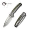 CIVIVI Sentinel Strike II Flipper & Thumb Stud & Button Lock Knife Gray Aluminum Handle With OD Green FRN Integral Spacer (3.7" Stonewashed Nitro - V Blade) C22025D - 2