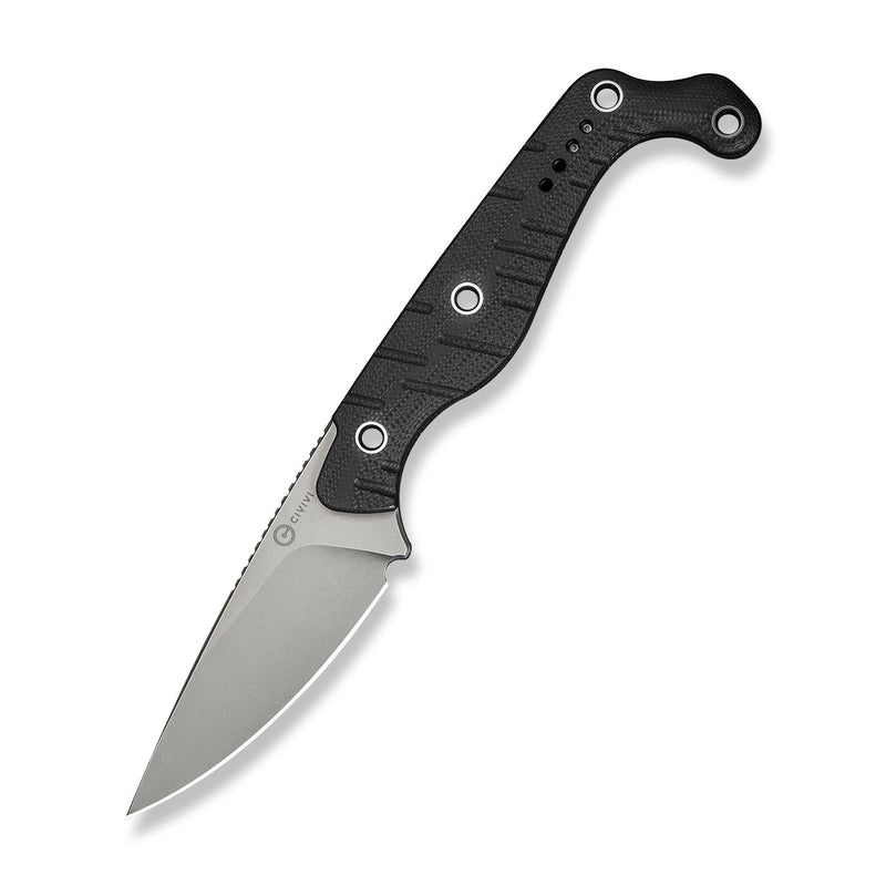CIVIVI SŌKN Fixed Blade Knife Black G10 Handle (2.82" Stonewashed Nitro - V Blade) C22027 - 1