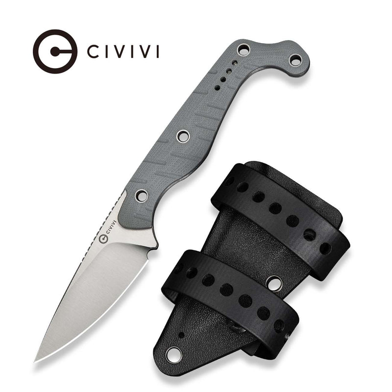 CIVIVI SŌKN Fixed Blade Knife Gray G10 Handle (2.82" Satin Finished Nitro - V Blade) C22027 - 2