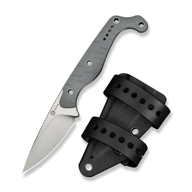 CIVIVI SŌKN Fixed Blade Knife Gray G10 Handle (2.82" Satin Finished Nitro - V Blade) C22027 - 2