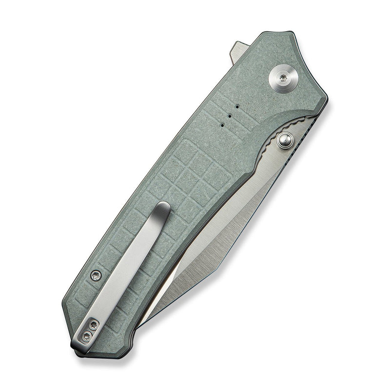 CIVIVI Tacticorix Flipper & Thumb Stud Knife Gray Shredded G10 Handle (3.7" Satin Finished Nitro - V Blade) C23055 - 3