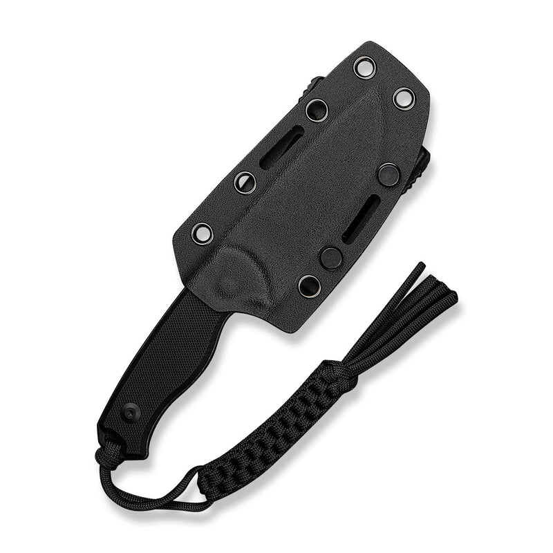 CIVIVI Timberbark Fixed Blade Knife Black G10 Handle (3.2" Black Stonewashed 14C28N Blade) C23094 - 1, With 1PC Black Lanyard, Black Kydex Sheath & T - Clip