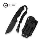 CIVIVI Timberbark Fixed Blade Knife Black G10 Handle (3.2" Black Stonewashed 14C28N Blade) C23094 - 1, With 1PC Black Lanyard, Black Kydex Sheath & T - Clip