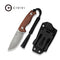 CIVIVI Timberbark Fixed Blade Knife Guibourtia Wood Handle (3.2" Satin Finished 14C28N Blade) C23094 - 4, With 1PC Black Lanyard, Black Kydex Sheath & T - Clip